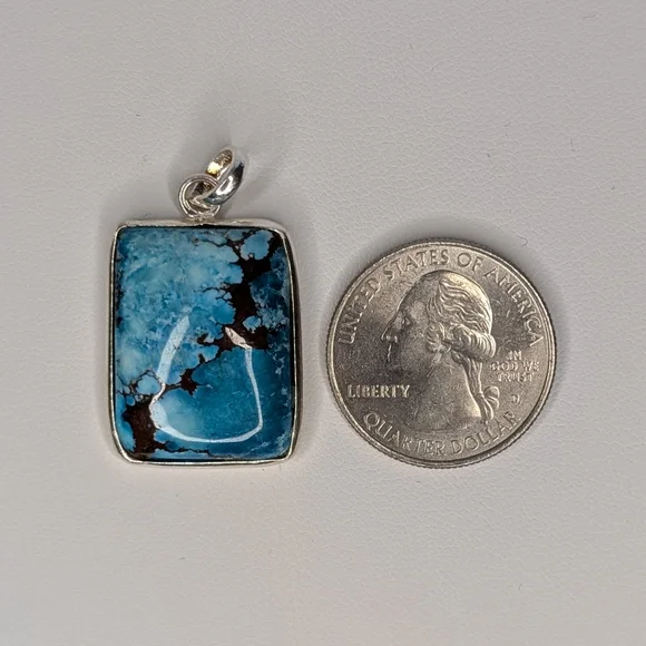 Turquoise Pendant S925 Sterling Silver - Picture 2 of 3